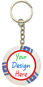 Personalized Poker Chip Key Rings / Key Chains with USA around edge